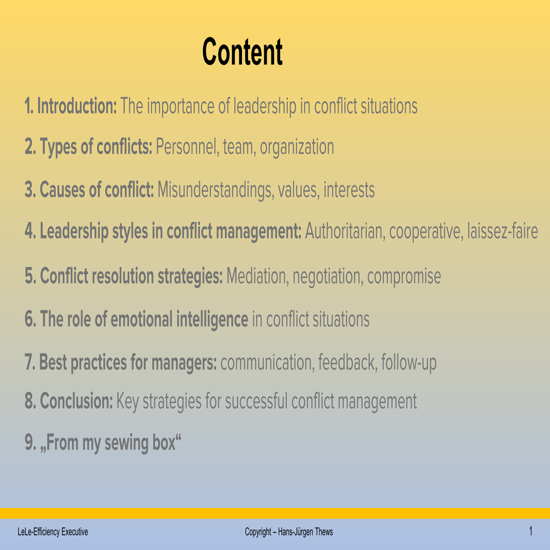 Further training in leadership